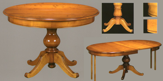 Table ronde Louis Philippe pied central quadripod